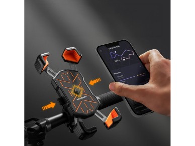 Rockbros HW-117 Handlebar Clamp Phone Holder - Black and Orange Rockbros HW-117 Handlebar Clamp Phone Holder - Black and Orange