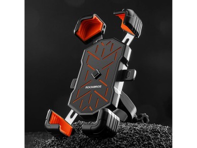 Rockbros HW-117 Handlebar Clamp Phone Holder - Black and Orange Rockbros HW-117 Handlebar Clamp Phone Holder - Black and Orange