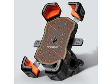 Rockbros HW-117 Handlebar Clamp Phone Holder - Black and Orange Rockbros HW-117 Handlebar Clamp Phone Holder - Black and Orange