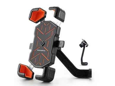 Rockbros HW-117 Handlebar Clamp Phone Holder - Black and Orange Rockbros HW-117 Handlebar Clamp Phone Holder - Black and Orange
