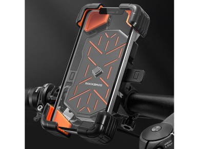 Rockbros HW-117 Handlebar Clamp Phone Holder - Black and Orange Rockbros HW-117 Handlebar Clamp Phone Holder - Black and Orange