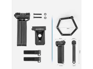 Rockbros LFCXR0085 Folding Bike Lock with Combination - Black Rockbros LFCXR0085 Folding Bike Lock with Combination - Black