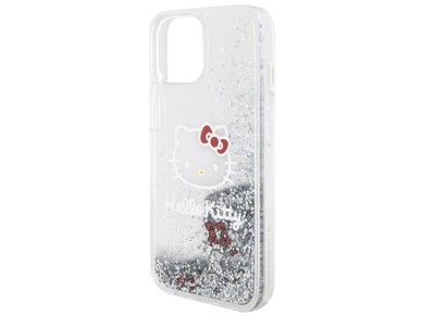 Hello Kitty Liquid Glitter Charms Kitty Head case for iPhone 15 - silver Hello Kitty Liquid Glitter Charms Kitty Head case for iPhone 15 - silver