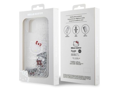 Hello Kitty Liquid Glitter Charms Kitty Head case for iPhone 15 - silver Hello Kitty Liquid Glitter Charms Kitty Head case for iPhone 15 - silver