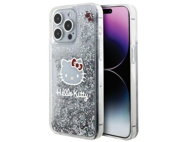 Hello Kitty Liquid Glitter Charms Kitty Head case for iPhone 15 Pro Max - silver Hello Kitty Liquid Glitter Charms Kitty Head case for iPhone 15 Pro Max - silver