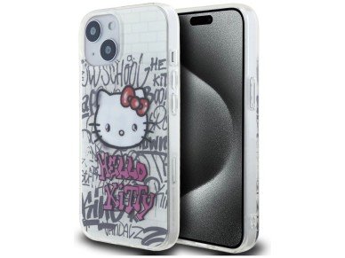 Capa Hello Kitty IML Kitty On Bricks Graffiti para iPhone 15 - branca Capa Hello Kitty IML Kitty On Bricks Graffiti para iPhone 15 - branca