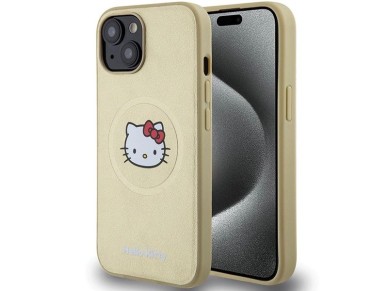 Funda MagSafe de piel Hello Kitty con cabeza de gatito para iPhone 14 - dorada Funda MagSafe de piel Hello Kitty con cabeza de gatito para iPhone 14 - dorada