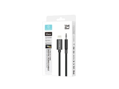 Techancy Cabo Audio Digital KQ2604 8-Pin para 3.5mm, 1M, Trancado, Compativel com Telemovel, Carro e