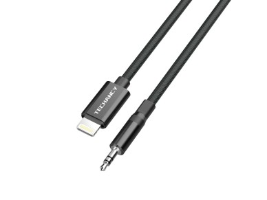 Techancy Cabo Audio Digital KQ2604 8-Pin para 3.5mm, 1M, Trancado, Compativel com Telemovel, Carro e