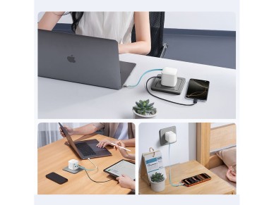Cargador de pared Cuktech AD653W de 67 W con tecnolog�a GaN, 2 puertos USB-C + USB-A y cable USB-C r