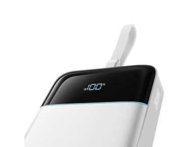 Bater�a externa Cuktech LPB252N de 120 W y 25000 mAh con cable USB-C integrado - Blanca