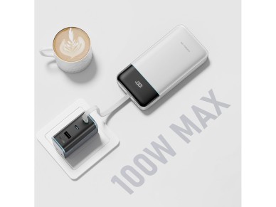 Bater�a externa Cuktech LPB252N de 120 W y 25000 mAh con cable USB-C integrado - Blanca