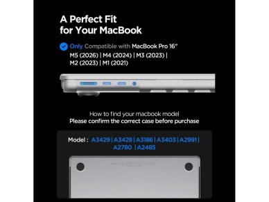 Spigen AirSkin Case for MacBook Pro 16" 2021 / 2023 / 2024 / 2025 / 2026 - Transparent Matte Spigen AirSkin Case for MacBook Pro 16" 2021 / 2023 / 2024 / 2025 / 2026 - Transparent Matte
