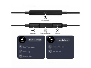 Auriculares con cable Tech-Protect Ultraboost Core G3 con conector mini - Negro