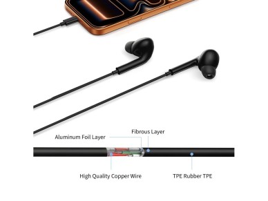 Auriculares con cable Tech-Protect Ultraboost Core G3 con conector mini - Negro