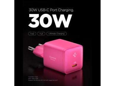 Spigen Essential EE301EU 1-Port 30W Wall Charger - Pink Spigen Essential EE301EU 1-Port 30W Wall Charger - Pink