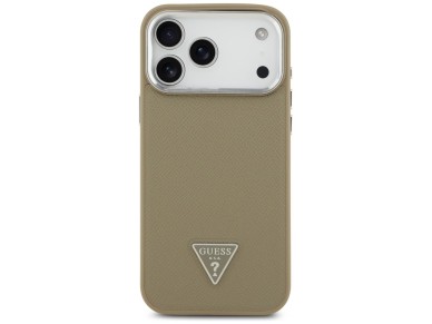 Guess Grained Triangle Logo MagSafe case for iPhone 17 Pro Max - brown