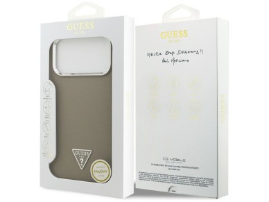 Guess Grained Triangle Logo MagSafe case for iPhone 17 Pro Max - brown