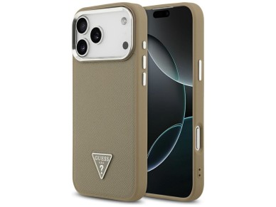 Guess Grained Triangle Logo MagSafe case for iPhone 17 Pro Max - brown