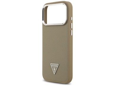 Guess Grained Triangle Logo MagSafe case for iPhone 17 Pro Max - brown