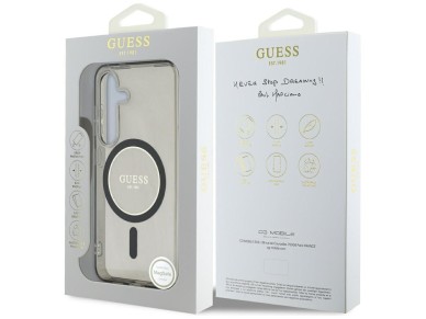 Capa MagSafe Guess Glitter Circle Classic Logo para Samsung Galaxy S25 - preta Capa MagSafe Guess Glitter Circle Classic Logo para Samsung Galaxy S25 - preta