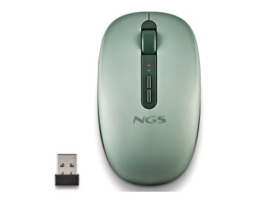 NGS Fog Dual FOGDUALGREEN Wireless Ergonomic Mouse, Silent/Up to 1600 DPI/Green