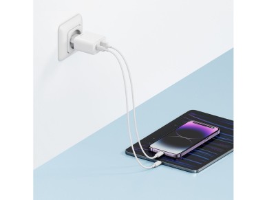 Cargador de pared Cuktech A19 de 30 W con puertos USB-A y USB-C - Blanco