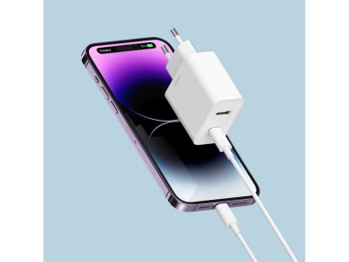 Cargador de pared Cuktech A19 de 30 W con puertos USB-A y USB-C - Blanco