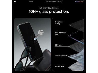 Spigen Glas.tR EZ Fit Pro HD 2-Pack Privacy Tempered Glass for Google Pixel 10/11