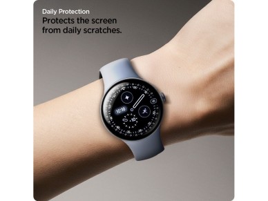 Spigen Elite Shield EZ Fit - Pacote com 2 películas de hidrogel para Google Pixel Watch 45 mm Spigen Elite Shield EZ Fit - Pacote com 2 películas de hidrogel para Google Pixel Watch 45 mm