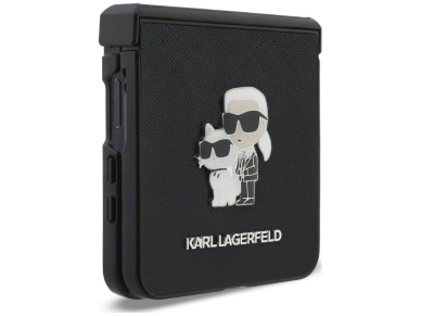Capa Karl Lagerfeld Karl&Choupette Saffiano Pins para Samsung Galaxy Z Flip 8 - Preta Capa Karl Lagerfeld Karl&Choupette Saffiano Pins para Samsung Galaxy Z Flip 8 - Preta