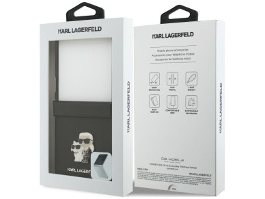 Capa Karl Lagerfeld Karl&Choupette Saffiano Pins para Samsung Galaxy Z Flip 8 - Preta Capa Karl Lagerfeld Karl&Choupette Saffiano Pins para Samsung Galaxy Z Flip 8 - Preta