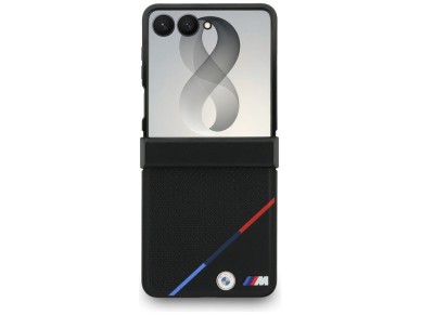 BMW M Leather Perforated Tricolor Stripe Metal Logos MagSafe Case for Samsung Galaxy Z Flip 8 - Blac BMW M Leather Perforated Tricolor Stripe Metal Logos MagSafe Case for Samsung Galaxy Z Flip 8 - Blac