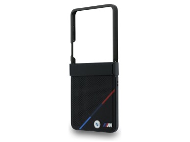 BMW M Leather Perforated Tricolor Stripe Metal Logos MagSafe Case for Samsung Galaxy Z Flip 8 - Blac BMW M Leather Perforated Tricolor Stripe Metal Logos MagSafe Case for Samsung Galaxy Z Flip 8 - Blac