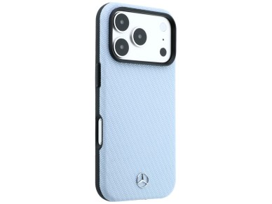 Mercedes Leather Semi Wrap Wood Effect MagSafe Case for iPhone 17 Pro / 18 Pro - Blue Mercedes Leather Semi Wrap Wood Effect MagSafe Case for iPhone 17 Pro / 18 Pro - Blue