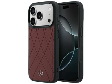 Capa MagSafe Mercedes em couro com linhas cruzadas para iPhone 17 Pro Max / 18 Pro Max - bordô Capa MagSafe Mercedes em couro com linhas cruzadas para iPhone 17 Pro Max / 18 Pro Max - bordô