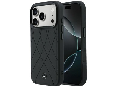 Mercedes Leather Crossed Lines MagSafe Case for iPhone 17 Pro / 18 Pro - Black Mercedes Leather Crossed Lines MagSafe Case for iPhone 17 Pro / 18 Pro - Black
