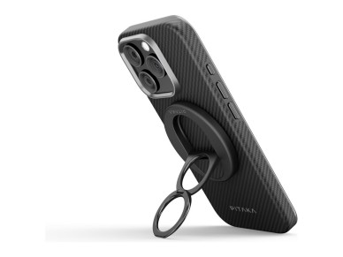 Suporte magn�tico PITAKA MagEZ Grip 3 MagSafe para celular, preto e cinza.