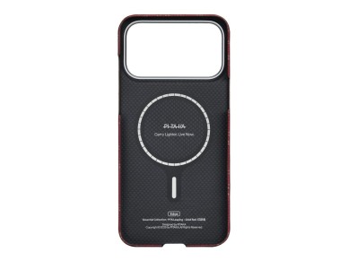 Capa PITAKA Ultra-Slim Monogram MagSafe para iPhone 17 Pro dourada e vermelha Capa PITAKA Ultra-Slim Monogram MagSafe para iPhone 17 Pro dourada e vermelha
