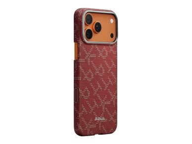 Capa PITAKA Ultra-Slim Monogram MagSafe para iPhone 17 Pro dourada e vermelha Capa PITAKA Ultra-Slim Monogram MagSafe para iPhone 17 Pro dourada e vermelha