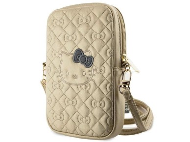 Bolsa Hello Kitty com alça e laços acolchoados - dourada Bolsa Hello Kitty com alça e laços acolchoados - dourada