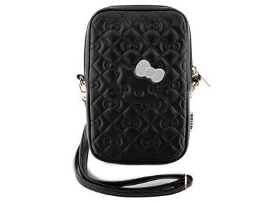 Bolso Hello Kitty acolchado con lazos y correa - negro