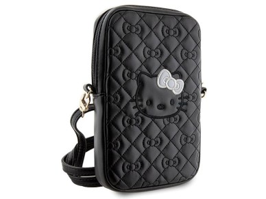 Bolso Hello Kitty acolchado con lazos y correa - negro