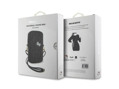 Bolso Hello Kitty acolchado con lazos y correa - negro