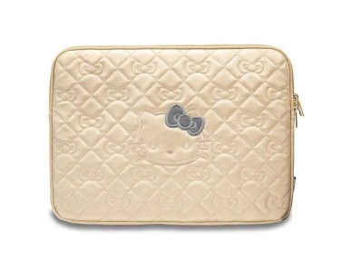 Capa Hello Kitty Zip PU acolchoada com la�os para laptop de 14" - dourada