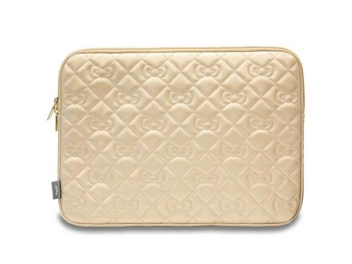 Capa Hello Kitty Zip PU acolchoada com la�os para laptop de 14" - dourada