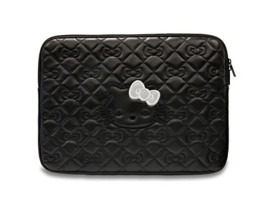 Capa Hello Kitty Zip PU acolchoada com la�os para laptop de 14" - preta