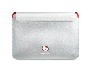 Capa Hello Kitty PU com logotipo met�lico para laptop de 14" - prata