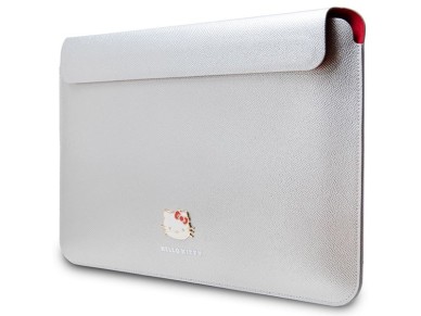Capa Hello Kitty PU com logotipo met�lico para laptop de 14" - prata