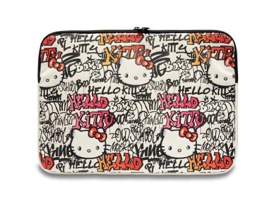 Capa Hello Kitty PU com logotipo met�lico para laptop de 14" - bege